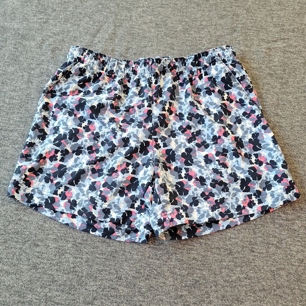 Columbia PFG Fishing Swim Shorts Mens Medium Blue Floral Camo 5 Inch Inseam
